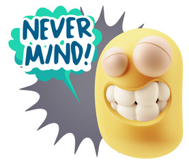 Fototapete - 3d Rendering Smile Character Emoticon Expression saying Never Mi