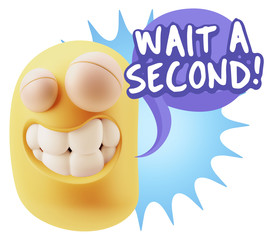 Fototapete - 3d Illustration Laughing Character Emoji Expression saying Wait