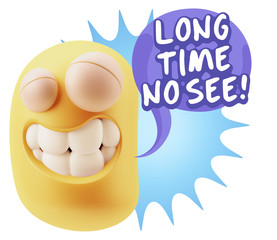 Fototapete - 3d Illustration Laughing Character Emoji Expression saying Long