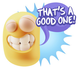 Fototapete - 3d Illustration Laughing Character Emoji Expression saying That'