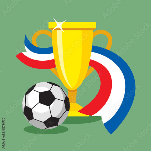 Poster soccer football ball on French flag background