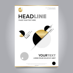 Wall Mural - Gold annual report design template vector. Brochure cover presentation abstract flat background. Leaflet layout. Corporate document.