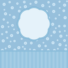 Blue floral border with flowers