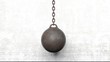 © viperagp - Metallic rusty wrecking ball on chain. 3D rendering