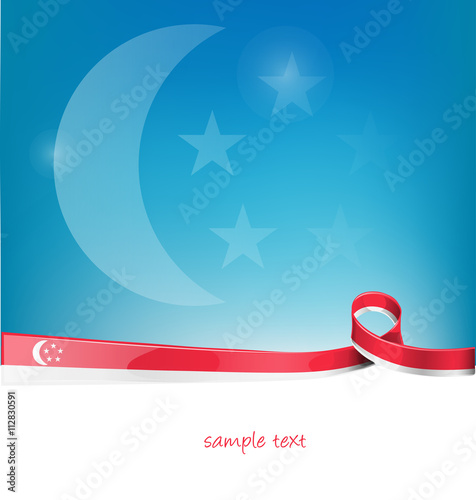 Poster singapore ribbon flag on blue sky background
