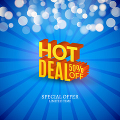 Wall Mural - Hot deal sale 3d letters poster. Promotional marketing Sale poster