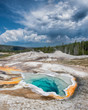 Heart Spring and the Lion Geyser group in the Upper Geyser Basin of Yellowstone National Park, Wyoming