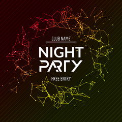 Wall Mural - Night Party poster. Shiny banner club disco. Dj dance summer invitation