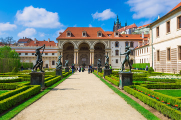 Valdstejnska Garden and Prague Castle in Prague, Czech Republic