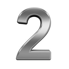 Poster - One digit from titanium alphabet set, isolated on white. 3D illustration.