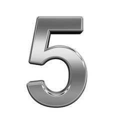 Poster - One digit from titanium alphabet set, isolated on white. 3D illustration.