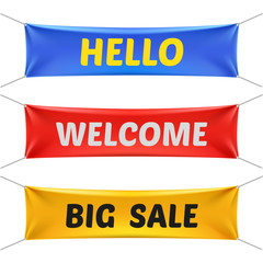 Poster - Hello, welcome and big sale vector banners. Banner lettering greeting, canvas banner set illustration