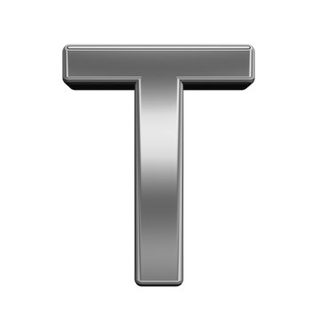 One letter from titanium alphabet set, isolated on white. 3D illustration.