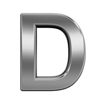 One letter from titanium alphabet set, isolated on white. 3D illustration.