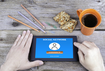 Sticker - social network website on tablet computer