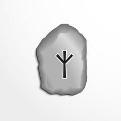 Ancient rune on the stone. Vector illustration.