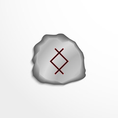 Ancient rune on the stone. Vector illustration.