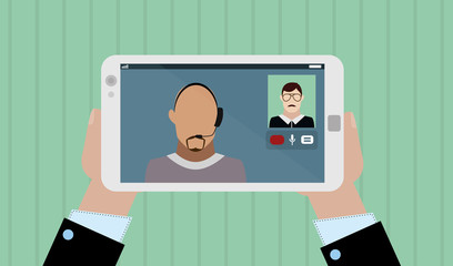 Sticker - video chat - two men talking to each other