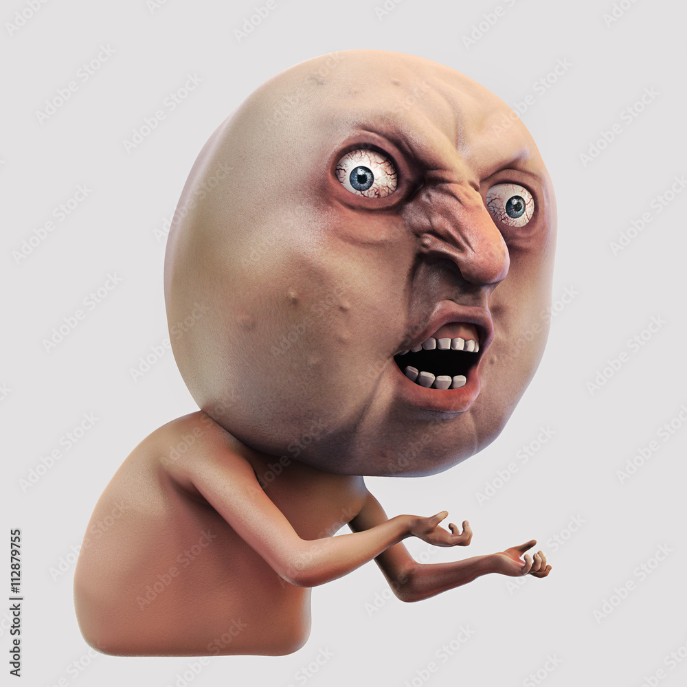 Internet meme Why You No. Rage face 3d illustration Stock Illustration |  Adobe Stock, image size:1000x1000