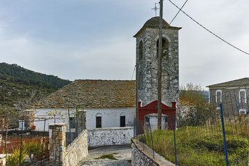 Orthodox church and small street in village of Theologos,Thassos island, East Macedonia and Thrace, Greece