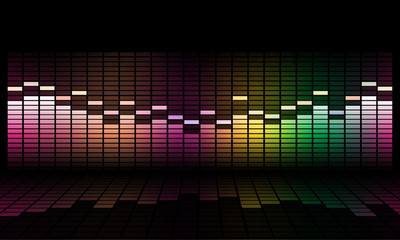 Graphics of music equalizer on black background