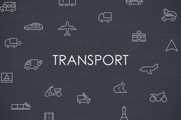 Wall Mural - Transport Thin Line Icons