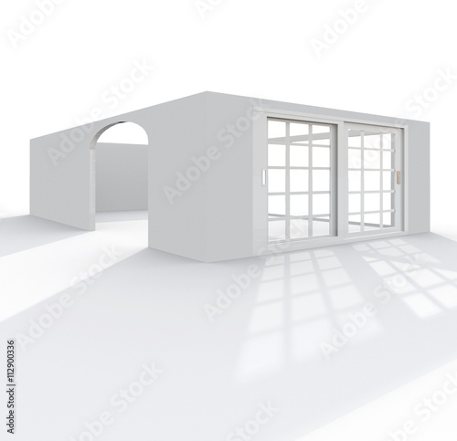 3d Exterior Rendering Perspective View Of Empty Cube Home