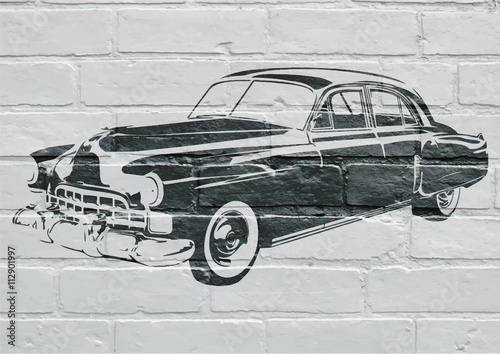 Fototapeta Art urbain, voiture Americaine vinobraní
