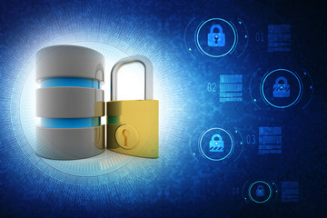 Poster - 3d rendering database storage data base protected lock