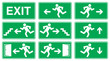 Green Emergency Exit Sign, Icon and Symbol Set