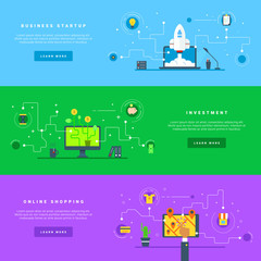 Wall Mural - Flat Design Vector Illustration Concepts for Web Banners and Promotional Materials. Business startup. Investment. Online shopping