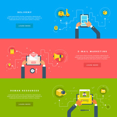 Wall Mural - Flat Design Vector Illustration Concepts for Web Banners and Promotional Materials. Delivery. Email marketing. Human resources
