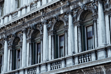 Architectural detail bas-relief on the facade of the building in Venice.