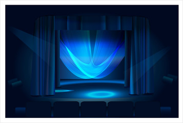 Blue stage drops and blue light.