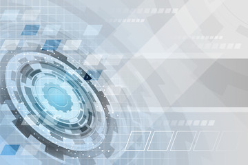 Poster - abstract technology futuristic vector business background with gear wheel and grid.