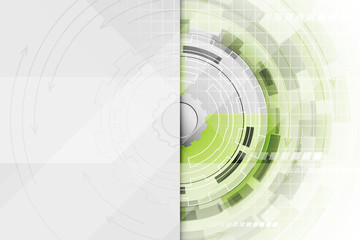 Fototapete - Technological abstract vector illustration with a gear wheel in the middle.