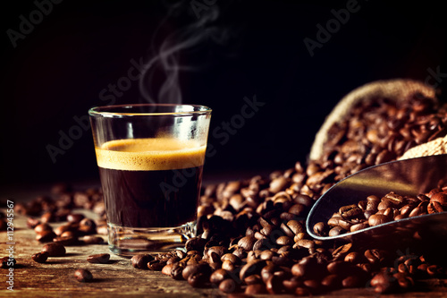 Fotografía espresso and coffee grain