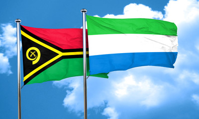 Vanatu flag with Sierra Leone flag, 3D rendering