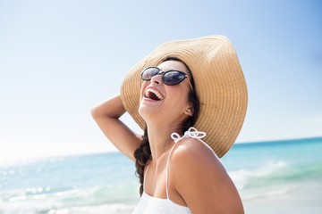  Portrait of smiling woman on the beach