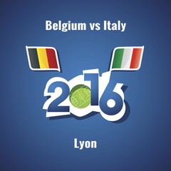 Wall Mural - Euro 2016 Belgium vs Italy vector blue background