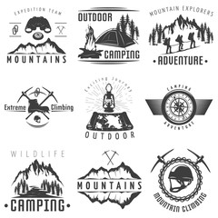 mountains black white labels