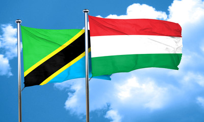 Tanzanian flag with Hungary flag, 3D rendering