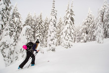 Young Woman, Cross Country Skiing, Tumalo Mountain, Oregon, USA