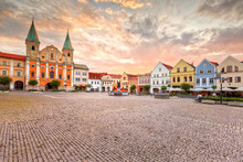 Main Square In The City Of Zilina In Central Slovakia. HDR Image.