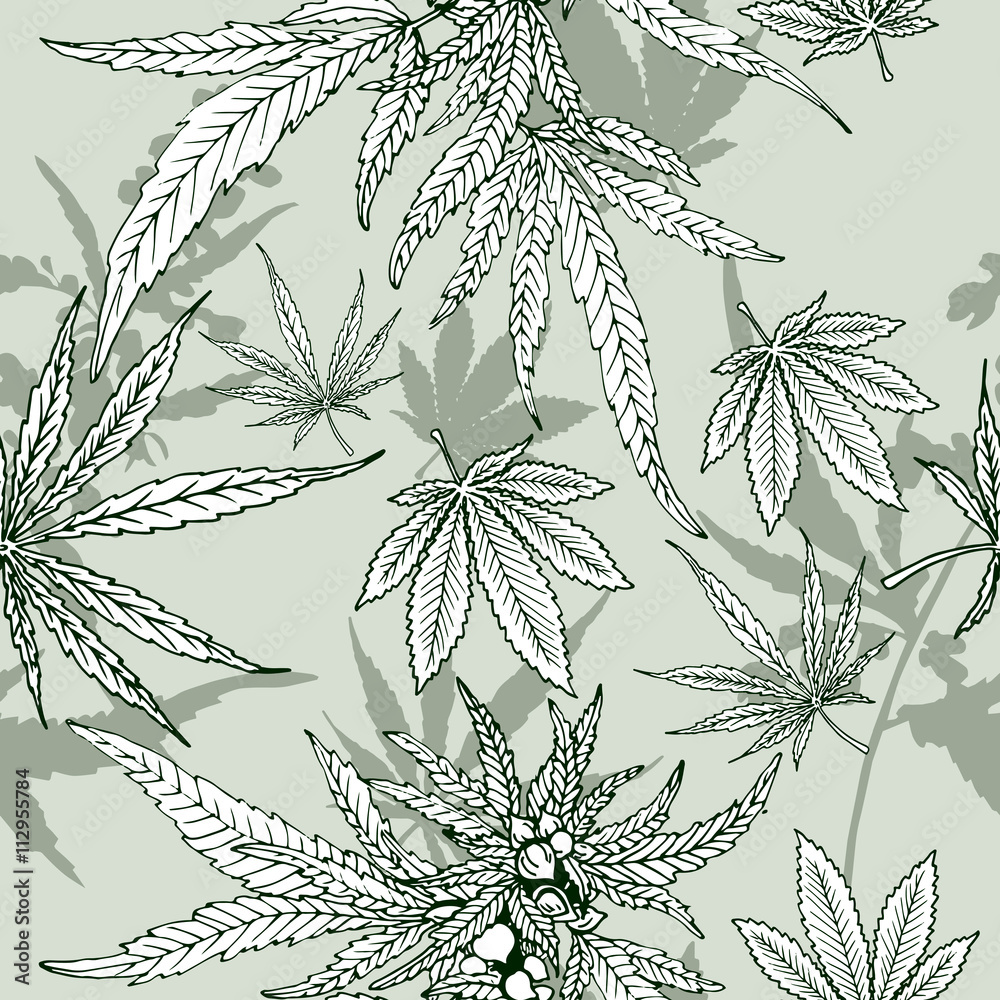 Cannabis leaf vector seamless pattern Stock Vector | Adobe Stock