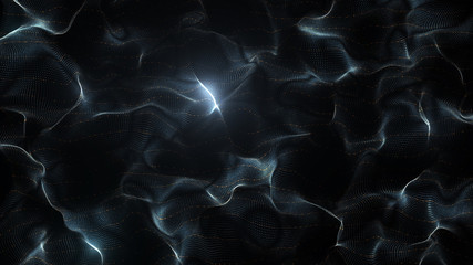Fototapete - abstract 3d rendering particle background, dot surface displaced  with turbulence field