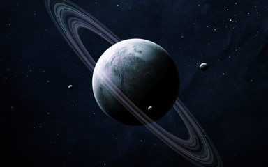 Universe scene with planets, stars and galaxies in outer space showing the beauty of space exploration. Elements furnished by NASA