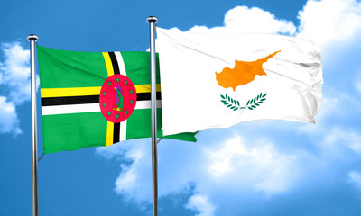 Dominica flag with Cyprus flag, 3D rendering