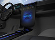 © chesky - Vehicle console monitor showing screen shot of computer system was hacked. Concept for risk of self-driving car. 3D rendering image.