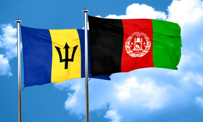 Barbados flag with afghanistan flag, 3D rendering